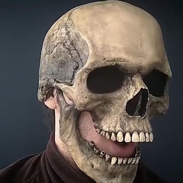 Party Masks Halloween Skull Mask Mouth Will Move Full Head Skull Mask Movable Latex Mask Helmet Halloween Party Cosplay Performance Supplies 230818