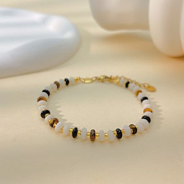 Colorful Natural Stone Tiger Eye Agate Beaded Strands Bracelet for Gift