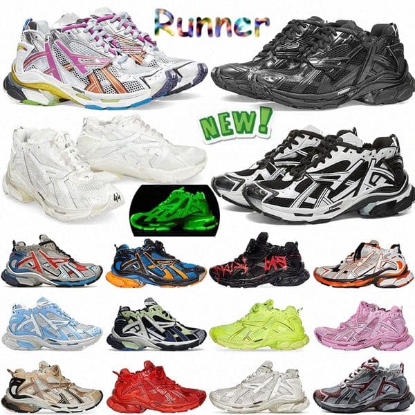 Paris Runner 7.0 Sneakers Men Women Shoes Mesh Black White Deconstruction retro faux-leather low-top Trainers in Burgundy Casual6K3m#