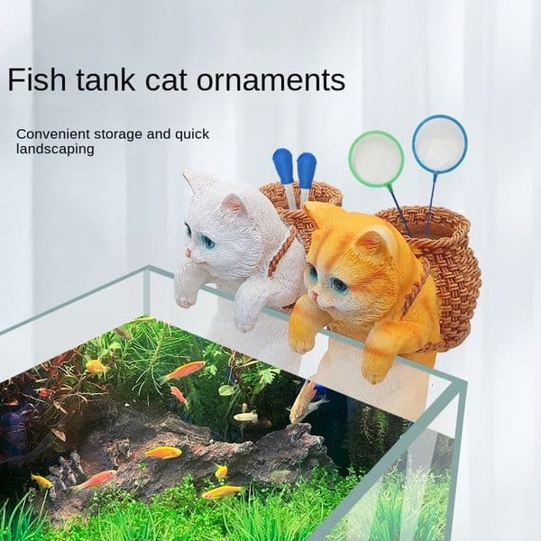 Decorations Fish Tank Landscaping Cat Backpack Side Hanging Ornaments Aquarium Desk Creative Cute Decoration Full 230821