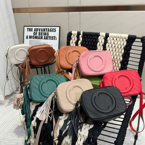 Blondie Designer Bags Womens Camera Crossbody Soft Genuine Leather Handbags Men Shoulder Purse Tassel Classic Letter with Box
