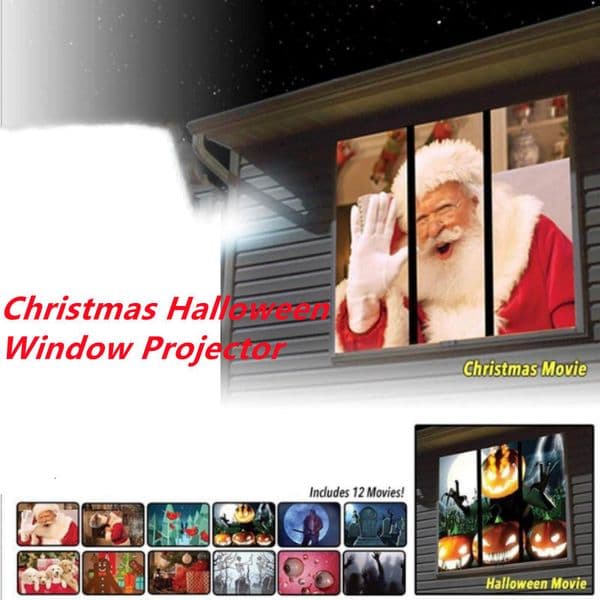 Decorative Objects Figurines Christmas Halloween Laser Projector 12 Movies Mini Home Theater Projector Indoor Outdoor Window Projector Drop 230823