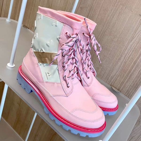 Designer shoes womens boots short boots autumn and winter new fashion Luxury womens brand flat bottom genuine leather lacing casual coarse heel martin knight boots