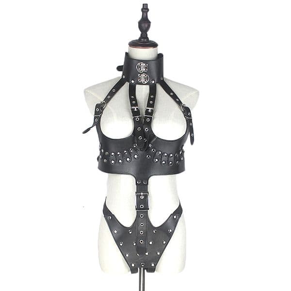 Sexy Set PU Leather Open Crotch Sexy Catsuit Women Sex Fetish Bondage Restraints Harness Sexy Crotchless Teddy Lingerie Erotic Costumes 230825