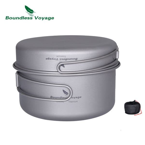 Outdoor Gadgets Boundless Voyage Camping Cookware Pot Pan Set 1000ml Cup 500ml Dish Lightweight Travel Cooking Kit for 1 Man 230826
