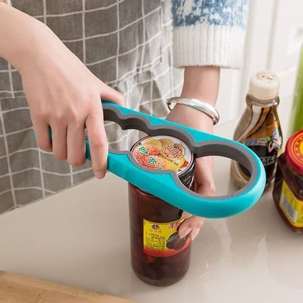 Jar Opener Easy Grip Wrench 4 in 1 Handy Save Strength Can Beer Bottle Cap Openers Lid Twist Off Tools Portable Kitchen Gadgets 827