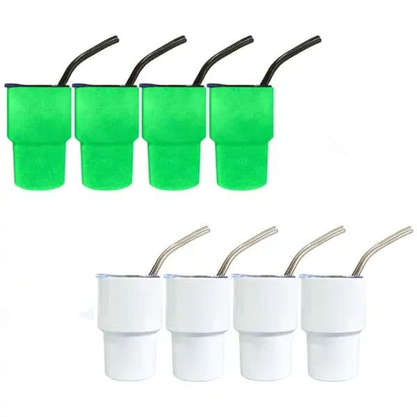 Mini 3oz Sublimation Shot Glass Tumbler Glow In The Dark Double Wall Stainless Steel Vacuum Insulated Beer Cups With Metal Straws And Lids For Cocktail/ Whiskey