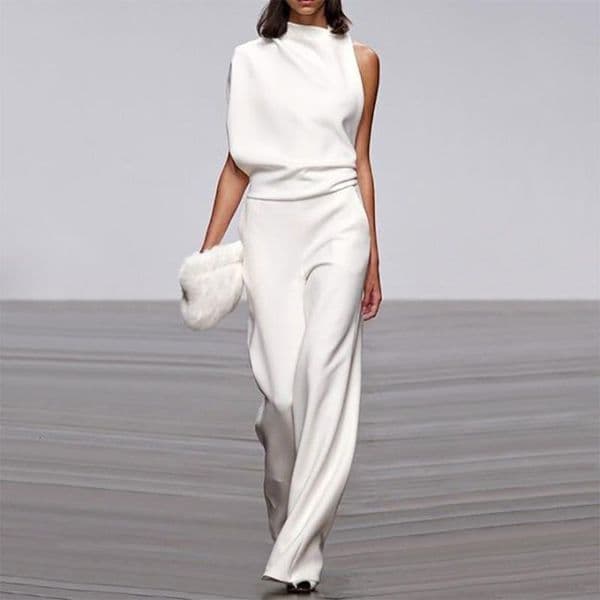 Jumpsuits Rompers Womens Elegant Woman Female Jumpsuit Overalls for Women Womens Summer Solid Color Slveless Wide Leg Jumpsuits Loose Work Wear 230829 L260609