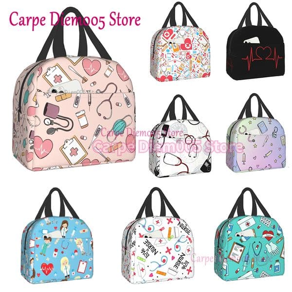 Lunch Bags Funny Nurse Insulated Bag for School Office Nursing Portable Thermal Cooler Box Women Men 230828