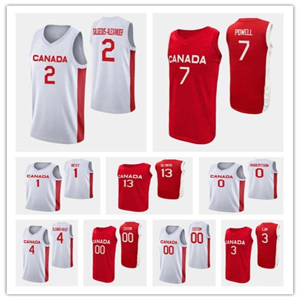 Printed 2023 World Cup Canada Basketball Jersey Shai GILGEOUS-ALEXANDER Kelly OLYNYK Kyle WILTJER Nickeil ALEXANDER-WALKER Kevin PANGOS Kassius ROBERTSON SCRUBB