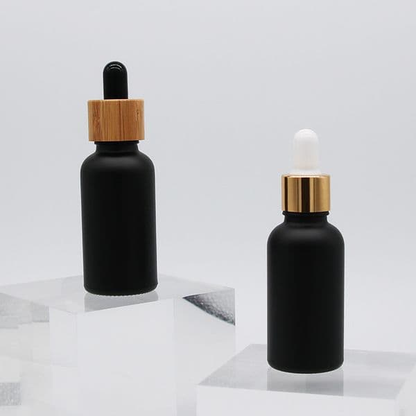 Matte Black Glass Essential Oil Bottles Skin Care Serum Dropper Bottle With Bamboo Pipette 10Ml 15Ml 20Ml 30Ml 50Ml 100Ml 0000
