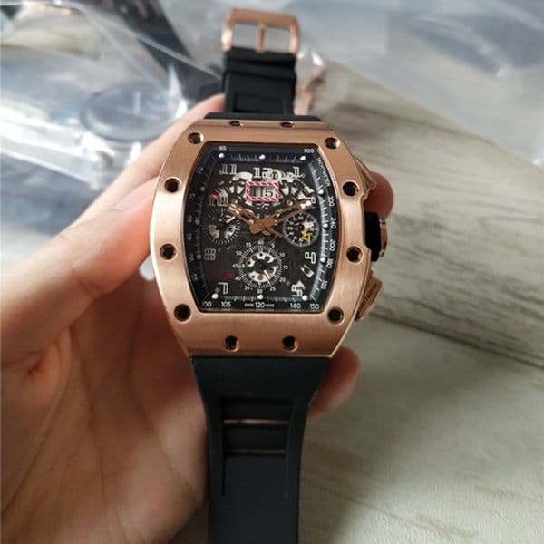 Stainless Steel Men's Wristwatch - Transparent Case, Skeletal Face, Rubber Band 001-3