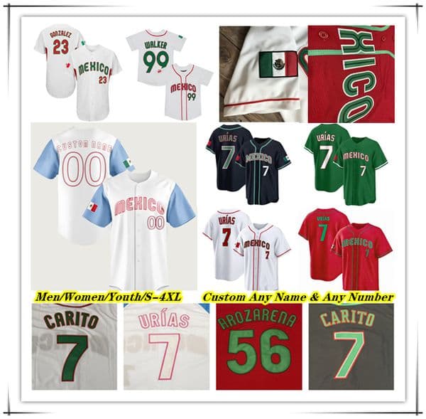2023 Team Mexico Baseball Jersey Joey Meneses Randy Arozarena Isaac Paredes Rowdy Tellez Julio Luis Urias Austin Barnes Alek Thomas Alan Trejo Alex Verdugo Aranda 4X