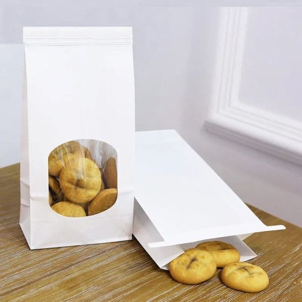 wholesale White Bakery Bags with Clear Window Sealing Grease Proof Kraft Paper Bag for Food Snacks Cookie Coffee Kitchen Accessories