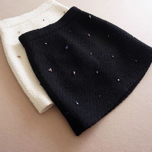 Skirts All-Matching Simple Winter Solid Color Wool High Waist Small A- Line Skirt For Women 230301