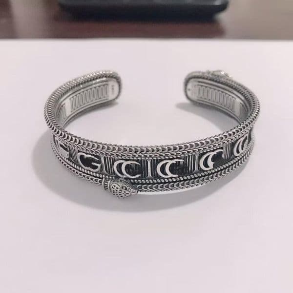 Men Designer Bracelet Retro Stainless Steel Snake Double Cuff Bangle Bracelet for Men Women Hip Hop Jewelry