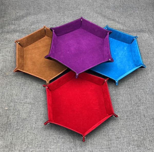 Foldable Hexagon Tray Box For RPG Dnd Games Dice PU Leather Storage Decorative Dish Sn4093 B2