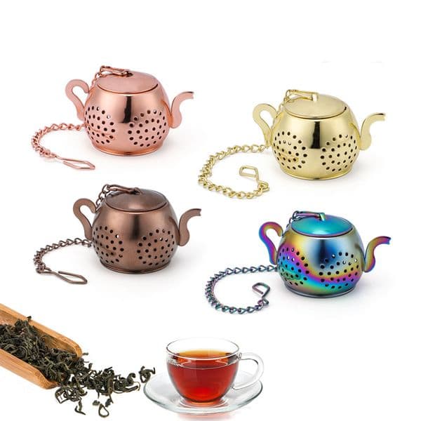 Gold 304 Stainless Steel Infuser Teapot Tray Spice Tea Strainer Herbal Filter Teaware Accessories Kitchen Tools tea infuser