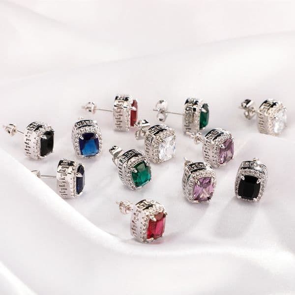 12 Colors for Options High Quality 18k Yellow White Gold Plaed Bling CZ Diamond Studs Earrings Nice Jewelry Gift for Men Women Gift