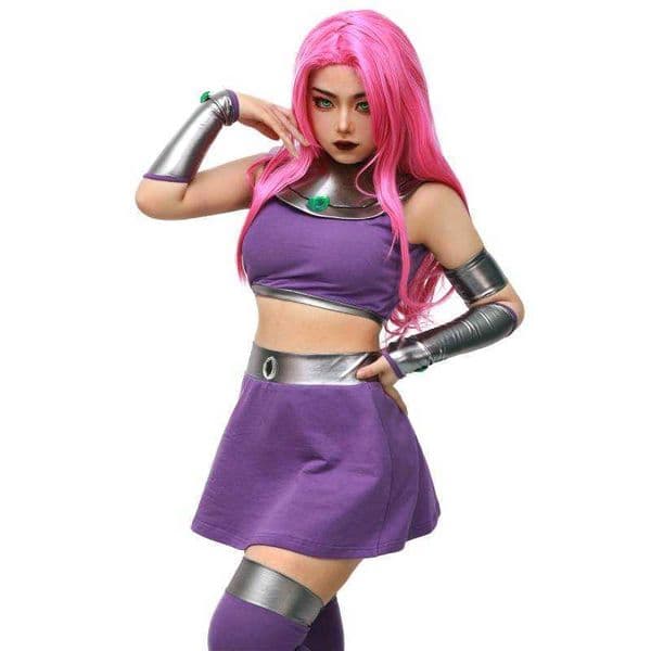 Anime Costumes Starfire Cosplay Halloween Comes for Women Starfire Come Women Valorant Cosplay High Quality Set of Tank Top and Skirts Z0301