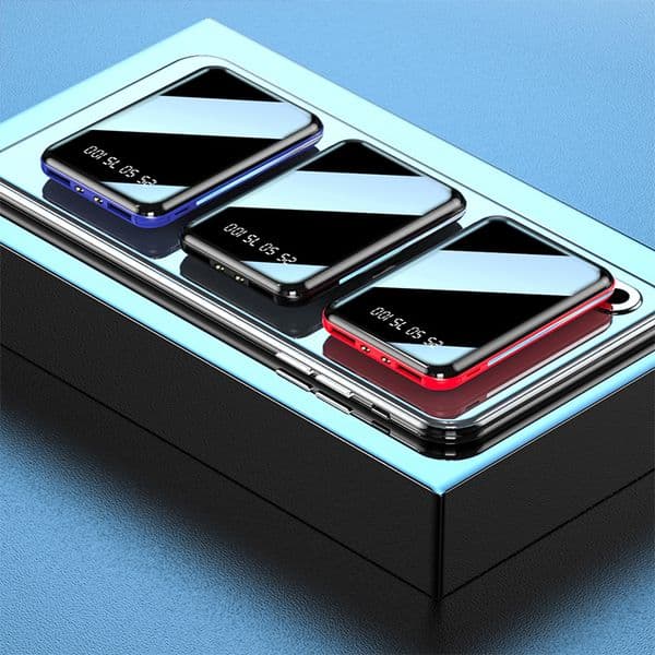 New Mah Mini Power Bank Portable Charger Mirror Screen LED Digital Display Powerbank External Battery Pack Power Bank