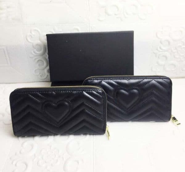 Women wallet black Zig Zag wallets Credit card holder leather long zipper marmont Coin purse Fashion love clutch wallets 2023