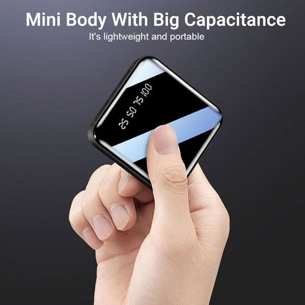 10000mah Portable Charging Poverbank Mobile Phone LED Mirror Back Power Bank External Battery Pack Powerbank