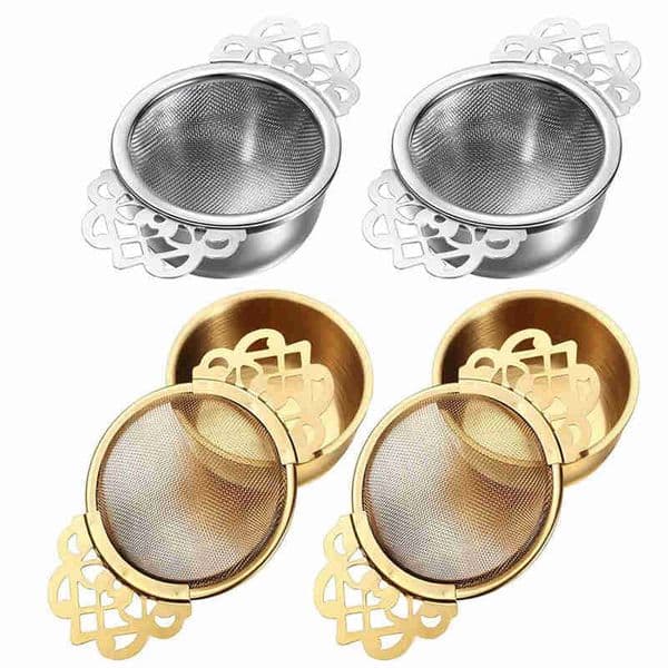 Empress Strainers Drip Bowls, Mesh Infuser Stainless Steel Loose Leaf Tea Filter with Double Winged Handles
