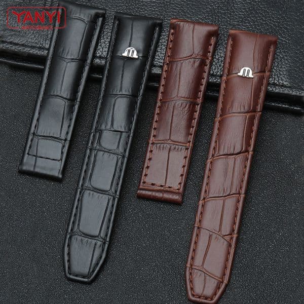 Watch Bands Genuine leather watch strap 20mm 22mm for MAURICE LACROIX watchband folding buckle leisure business cow bracelet 230307