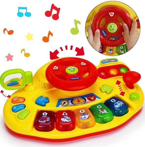 Toy Walkie Talkies Steering Wheel with Traffic Light Sound Simulation Driving Car Copilot For Toddler Preschool Interactive Kids Electric s 230307