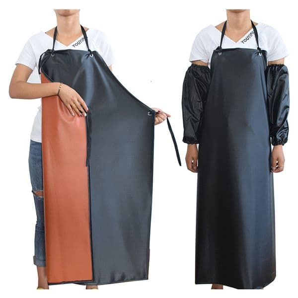 Aprons Double Layers Thickened Kitchen Waterproof Vinyl Chemical Resistant PVC for Dishwashing Fishing Lab Work 230307