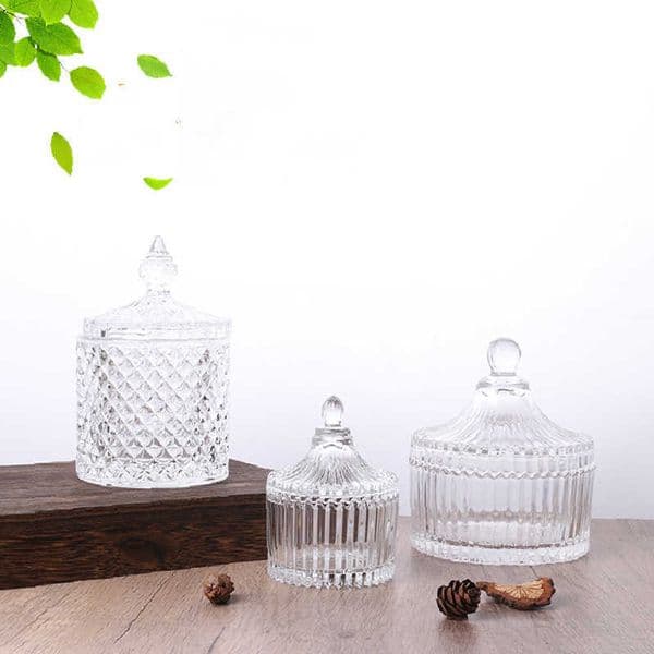 Storage Bottles Jars Yurt Glass Transparent Storage Jar Retro Candle Cup with Lid Jewelry Candy Snacks Glass Storage Jar Home Decor Accessories J230301