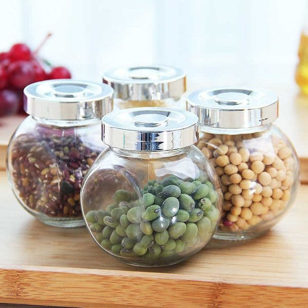 Storage Bottles Jars Round Kitchen Glass Sealed Cans Food Storage Jar Spice Tea Sugar Container Coffee Beans Candy Preservation Bottle Storage Tools J230301