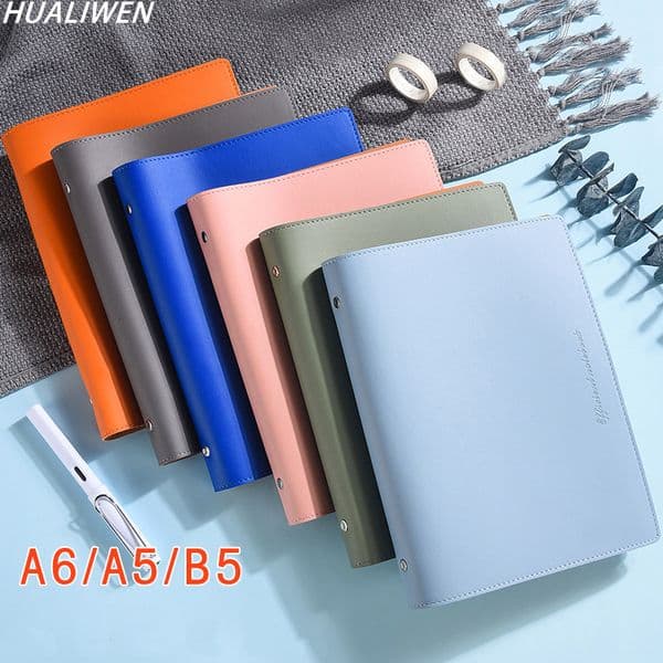 Notepads A6 A5 B5 Leather Shell Ring Binder Notebook Paper Holder Portable Diary Notepad Stationery