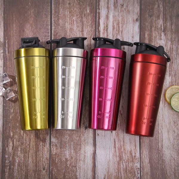 Water Bottles Protein Shaker Bottle 304 Stainless Steel Gym Shake Kettle Sport Milkshake Mixer Water Bottle Whey Protein for Fitness BPA-Free 230309