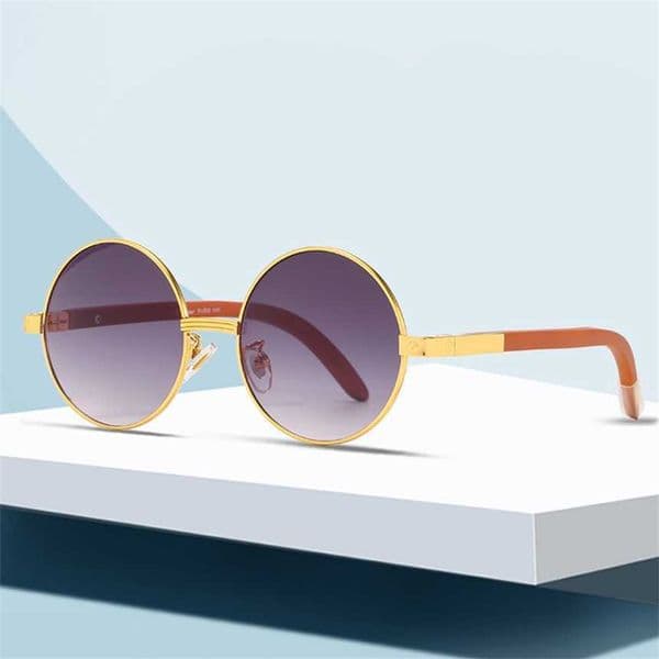 Sunglasses Luxury Designer Sunglasses round Frame Women's fashion original wood spring leg men's trend versatile metal