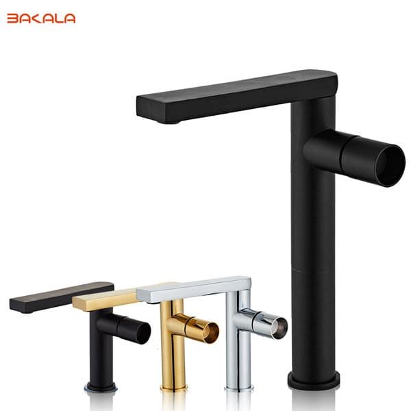 Bathroom Sink Faucets Black Polished Deck Mount Bathroom Sink Faucet Basin Mixer Tap Single Hole Single Handle Modern Cold Water Faucet 230311