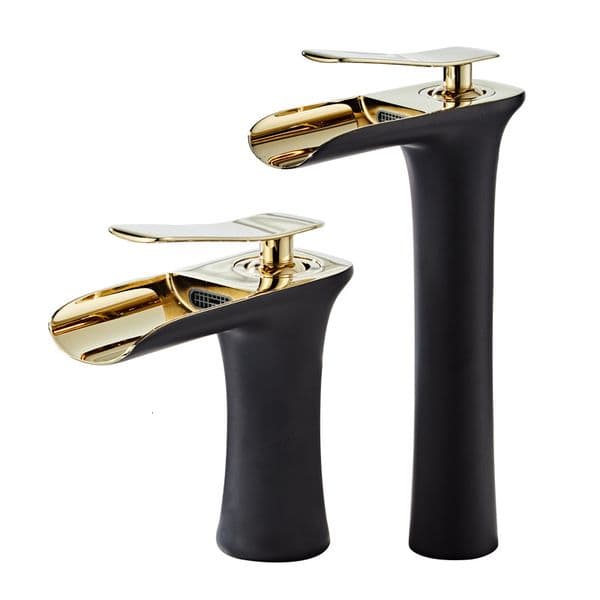 Bathroom Sink Faucets Bathroom Mixer Tap Brass Waterfall Sink Faucet Deck Mounted Single Handle and Cold Water Basin Faucet White Black Gold 230311
