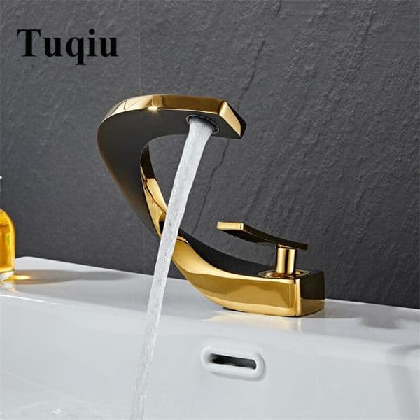 Bathroom Sink Faucets Tuqiu Basin Faucet Black and Gold Bathroom Mixer Tap Brushed Gold/Nickel/Chrome Wash basin Faucet and Cold Sink Faucet 230311