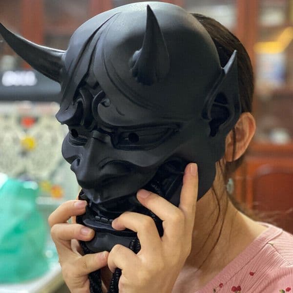 Party Masks Adult Unisex Halloween Japanese Sealed Prajna Devil Hannya Noh Kabuki Demon Oni Samurai Full Face Mask Red Black Blue 230313