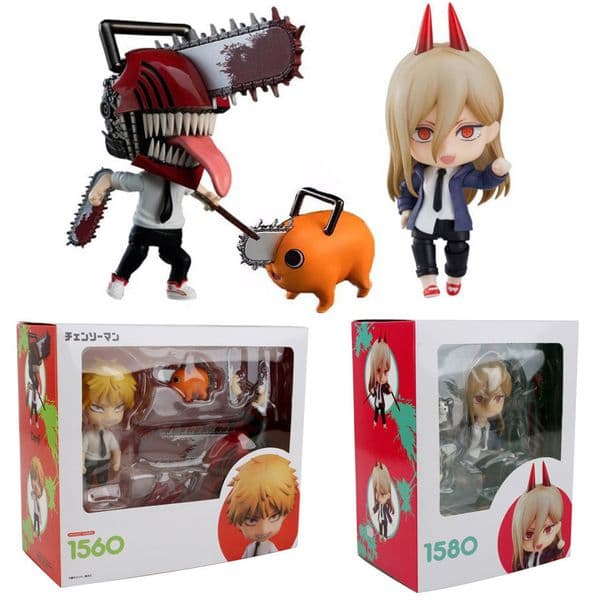 Action Toy Figures Chains Man Anime Figure Denji 1560# Power 1580# 10cm Q Verision Model Movable Action Figure Toys W250213