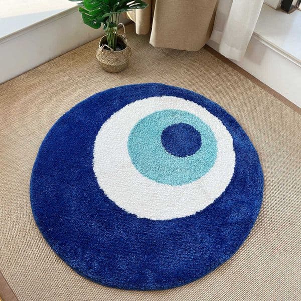 Carpets LAKEA Fluffy Evil Eye Circle Rug Carpet Plush Comfortable Handmade Bedroom Ultra Soft and Fluffy High Quality for Halloween