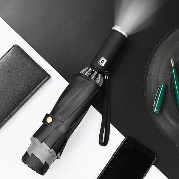 Umbrellas Reverse umbrella does not wet the car automatic umbrella with reflective strip reverse LED umbrella Academy 10 rib 3-fold Y 230314