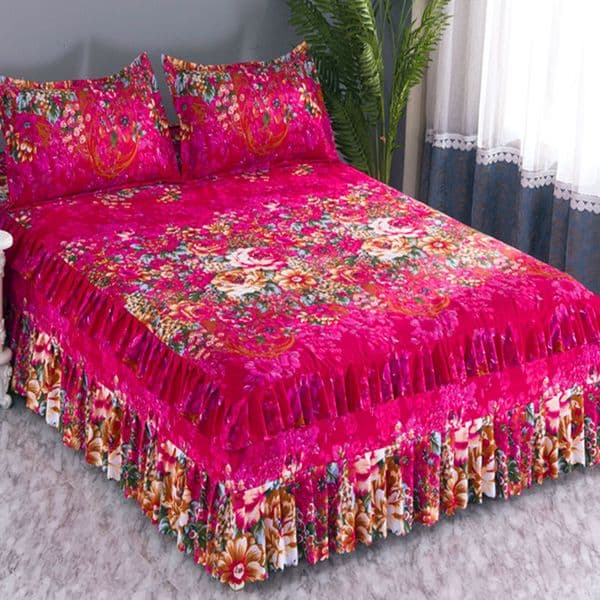 2026 Skirt Thin Without Pillowcase Flower Printed Fitted Bed Sheet Comfortable Bedsheet King Queen Bedspread Mattress Cover 230314 Free Shipping