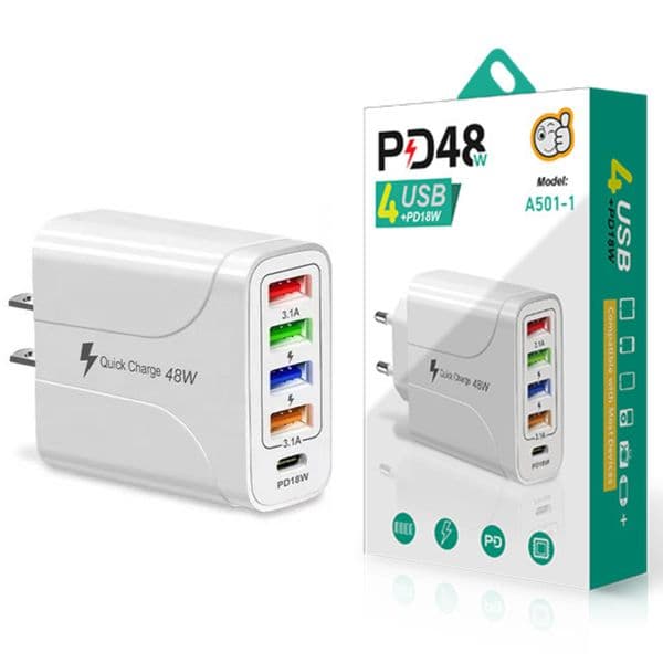 5 Ports 48W Charger QC3.0 PD 18W Quick Charger 4USB 3.1A Fast Charging Power Adapter USB Charger For iPhone 11 12 Samsung Huawei xiaomi with retail box