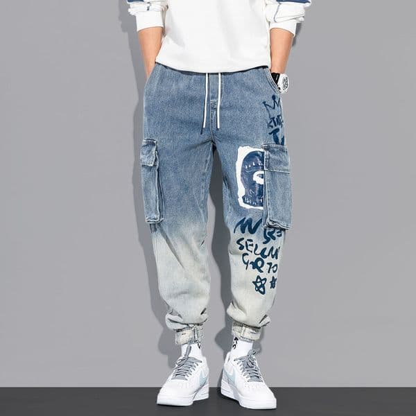 Mens Jeans Streetwear Hip Hop Cargo Pants Casual Elastic Harun Joggers In Autumn And Spring Men Clothing 230317