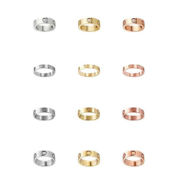 Love Rings Womens Designer Ring Couple Jewelry Band Titanium Steel With Diamond Fashion Classic Gold Silver Rose Optional Size 4/5/6mm Red Box