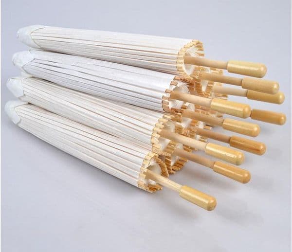 Quality 60pcs Bridal Wedding Parasols White Paper Umbrellas Beauty Items Chinese Mini Craft Umbrella Diameter 60cm