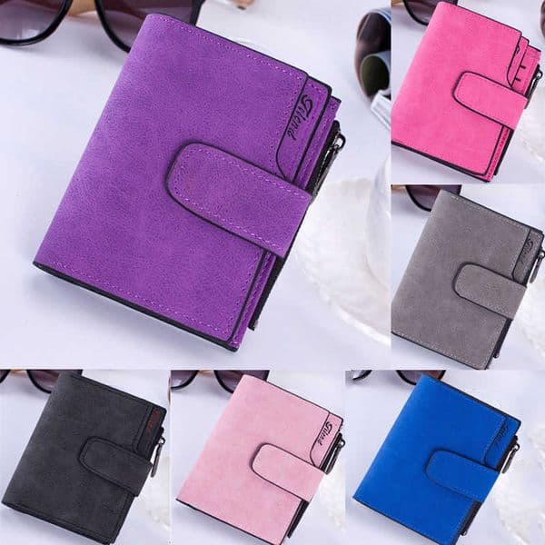 Wallets Fashion Women Scrub Wallet Leather Zip Hasp Coin Purse Clutch Handbag Small Mini Card Holder Black Pink Blue Red Purple Brown G230308