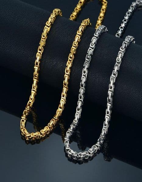 Chains Men039s Gold Chain Necklace 20quot 23quot 26quot Male Corrente Color Stainless Steel Byzantine For Men JewelryChai